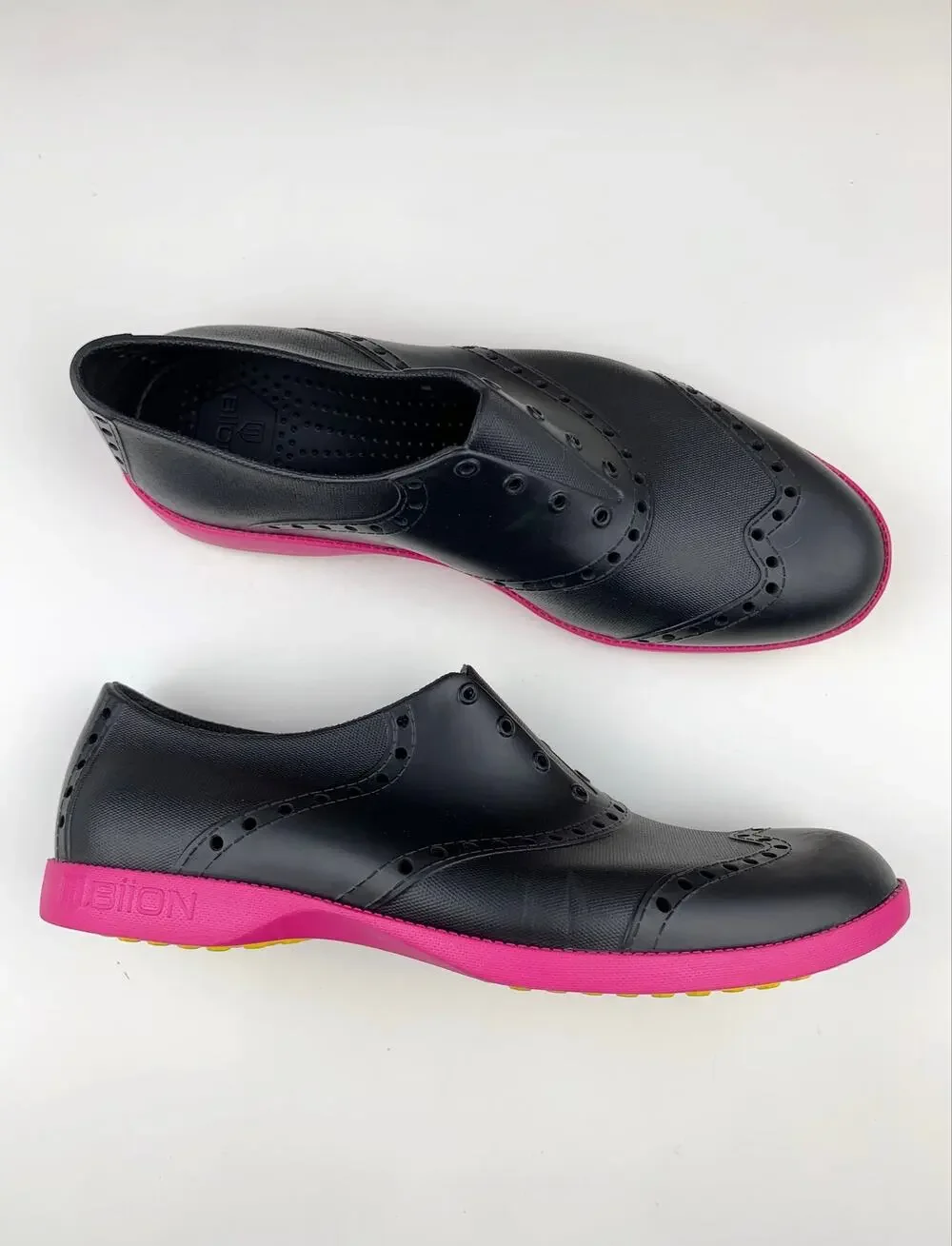 Biion The Oxford Golf Shoes Black Pink Slip On Spikeless Men’s 10